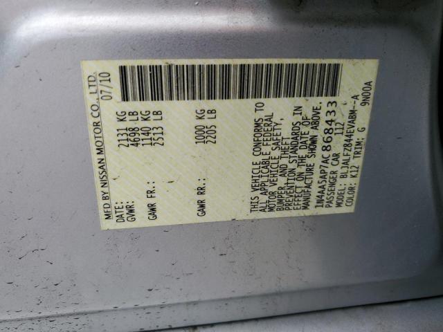 2010 Nissan Maxima S მანქანა იყიდება აუქციონზე, vin: 1N4AA5AP7AC868433, აუქციონის ნომერი: 59502575