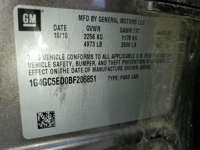 2011 Buick Lacrosse მანქანა იყიდება აუქციონზე, vin: 1G4GC5ED0BF206851, აუქციონის ნომერი: 60130925