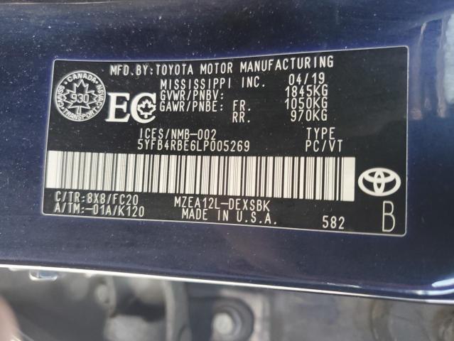 Продаж на аукціоні авто 2020 Toyota Corolla, vin: 5YFB4RBE6LP005269, номер лоту: 61010725