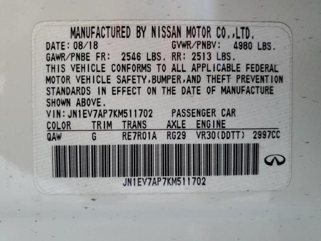 62198415 :رقم المزاد ، JN1EV7AP7KM511702 vin ، 2019 Infiniti Q50 Luxe مزاد بيع