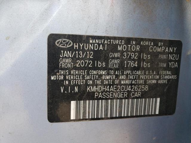 2012 Hyundai Elantra მანქანა იყიდება აუქციონზე, vin: KMHDH4AE2CU426258, აუქციონის ნომერი: 60500125