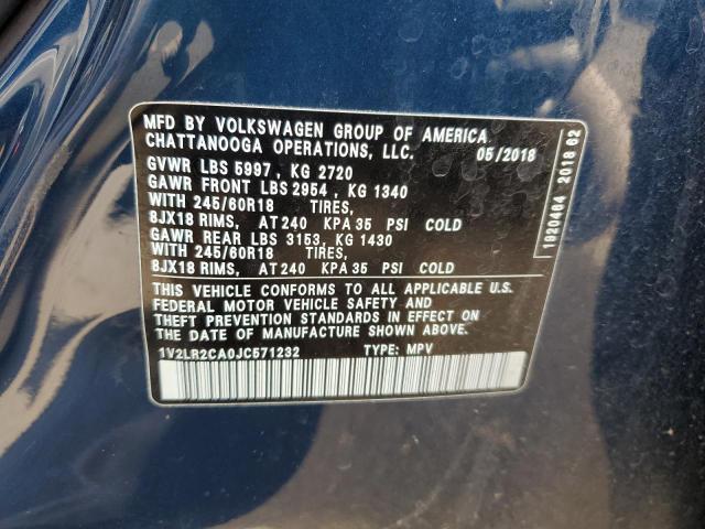 59369225 :رقم المزاد ، 1V2LR2CA0JC571232 vin ، 2018 Volkswagen Atlas Se مزاد بيع