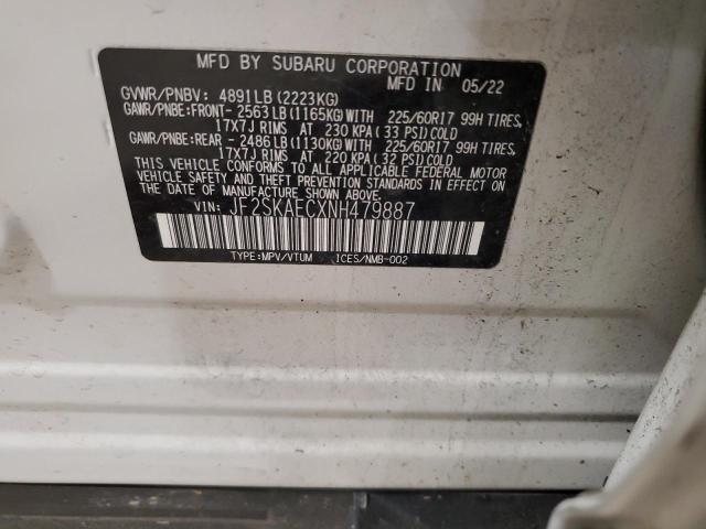 58733885 :رقم المزاد ، JF2SKAECXNH479887 vin ، 2022 Subaru Forester مزاد بيع