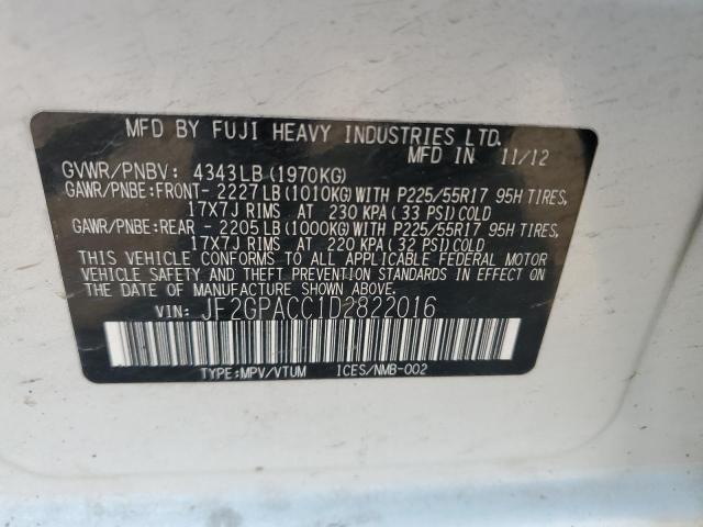 Aukcja sprzedaży 2013 Subaru Xv Crosstr, vin: JF2GPACC1D2822016, numer aukcji: 62391925