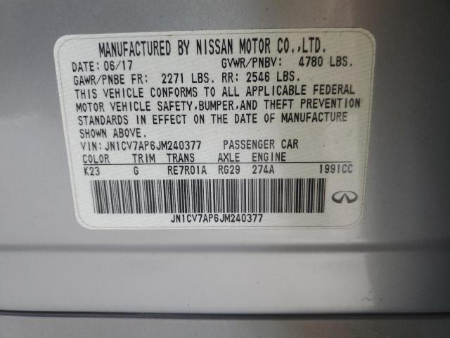 Aukcja sprzedaży 2018 Infiniti Q50 Pure, vin: JN1CV7AP6JM240377, numer aukcji: 61809175