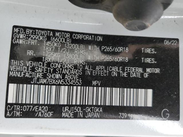 62518455 :رقم المزاد ، JTJAM7BX6N5334553 vin ، 2022 Lexus Gx 460 مزاد بيع