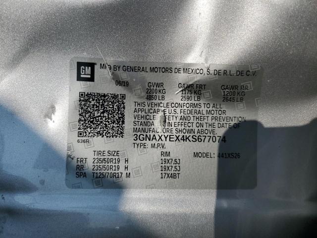 Продаж на аукціоні авто 2019 Chevrolet Equinox, vin: 3GNAXYEX4KS677074, номер лоту: 59956585