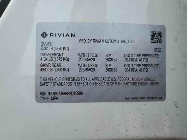 Auction sale of the 2023 Rivian R1s Adventure, vin: 7PDSGABA8PN016999, lot number: 58165265