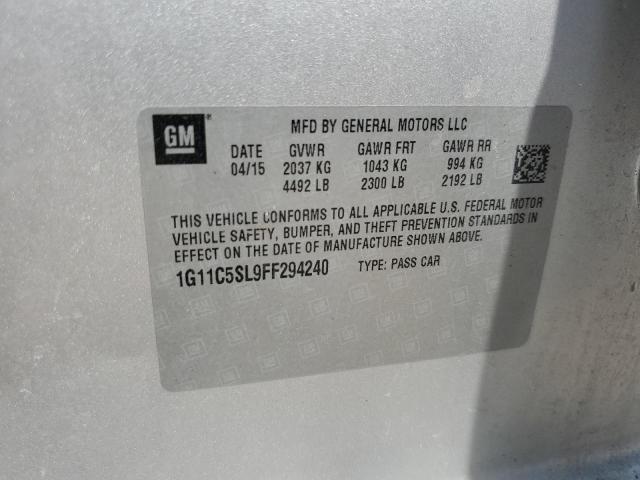 Продажа на аукционе авто 2015 Chevrolet Malibu 1lt, vin: 1G11C5SL9FF294240, номер лота: 62299775