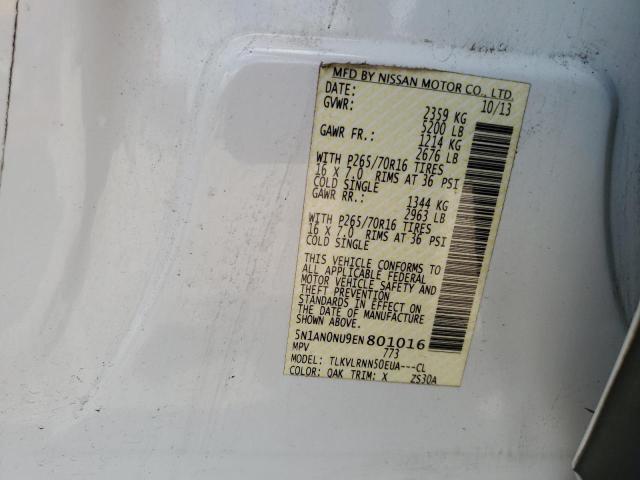 2014 Nissan Xterra X მანქანა იყიდება აუქციონზე, vin: 5N1AN0NU9EN801016, აუქციონის ნომერი: 61620845