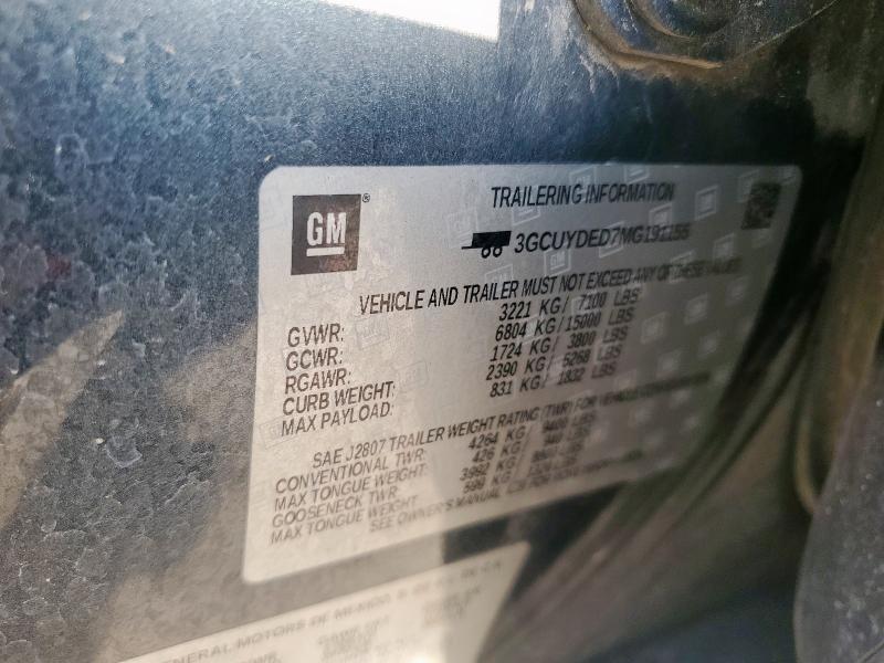 Продаж на аукціоні авто 2021 Chevrolet Silverado, vin: 3GCUYDED7MG191155, номер лоту: 61485595