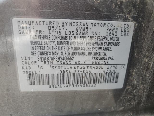 Aukcja sprzedaży 2017 Nissan Sentra S, vin: 3N1AB7AP3HY405552, numer aukcji: 59888095
