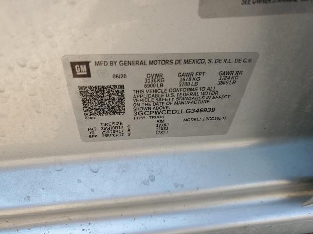 Продаж на аукціоні авто 2020 Chevrolet Silverado, vin: 3GCPWCED1LG346939, номер лоту: 60087265