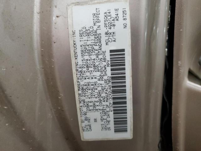 60634825 :رقم المزاد ، 4T3ZF13CX2U487062 vin ، 2002 Toyota Sienna مزاد بيع