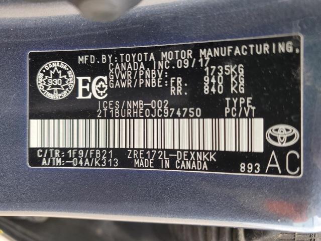 Aukcja sprzedaży 2018 Toyota Corolla, vin: 2T1BURHE0JC974750, numer aukcji: 62635065