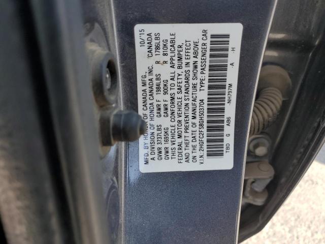 2016 Honda Civic Lx მანქანა იყიდება აუქციონზე, vin: 2HGFC2F58GH503704, აუქციონის ნომერი: 59386325