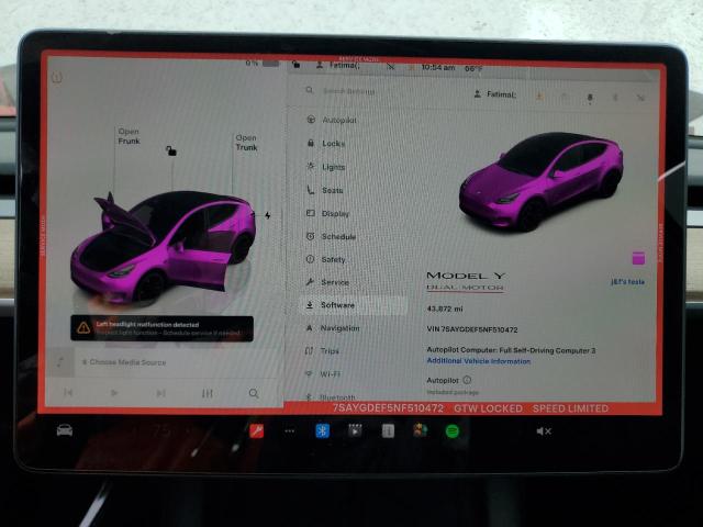 58219495 :رقم المزاد ، 7SAYGDEF5NF510472 vin ، 2022 Tesla Model Y مزاد بيع
