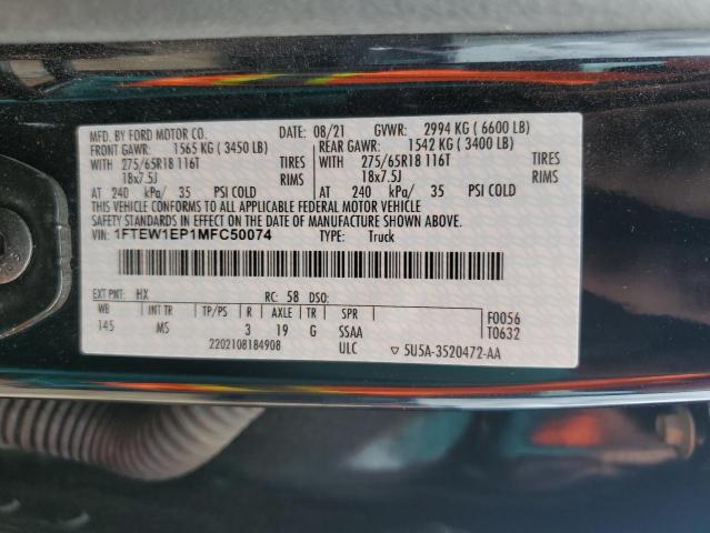 60512975 :رقم المزاد ، 1FTEW1EP1MFC50074 vin ، 2021 Ford F150 Super مزاد بيع
