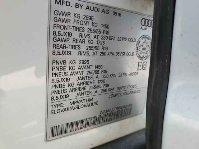 Aukcja sprzedaży 2017 Audi Q7 Premium, vin: WA1AAAF79HD020189, numer aukcji: 59193975