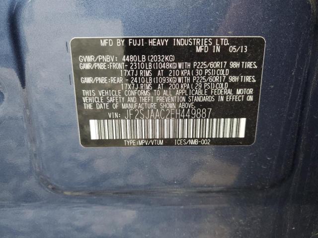 62018255 :رقم المزاد ، JF2SJAAC2EH449887 vin ، 2014 Subaru Forester 2 مزاد بيع