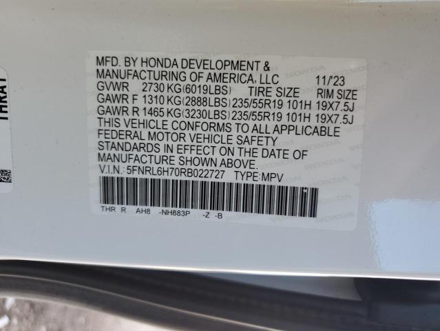 59254945 :رقم المزاد ، 5FNRL6H70RB022727 vin ، 2024 Honda Odyssey Sp مزاد بيع