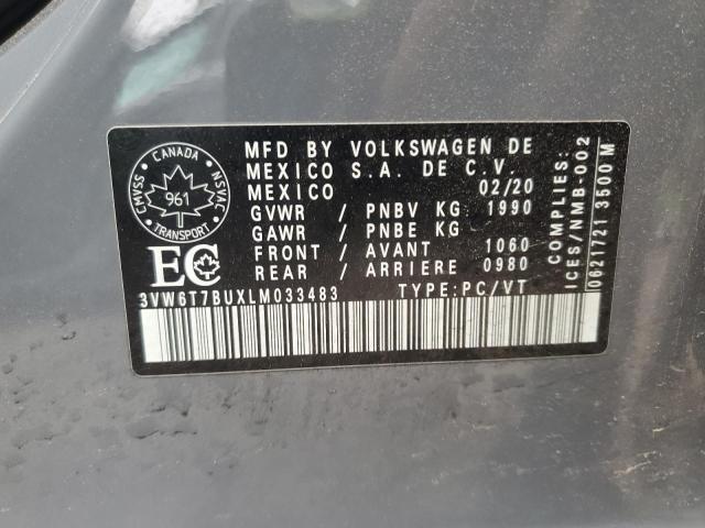 Aukcja sprzedaży 2020 Volkswagen Jetta, vin: 3VW6T7BUXLM033483, numer aukcji: 55762735
