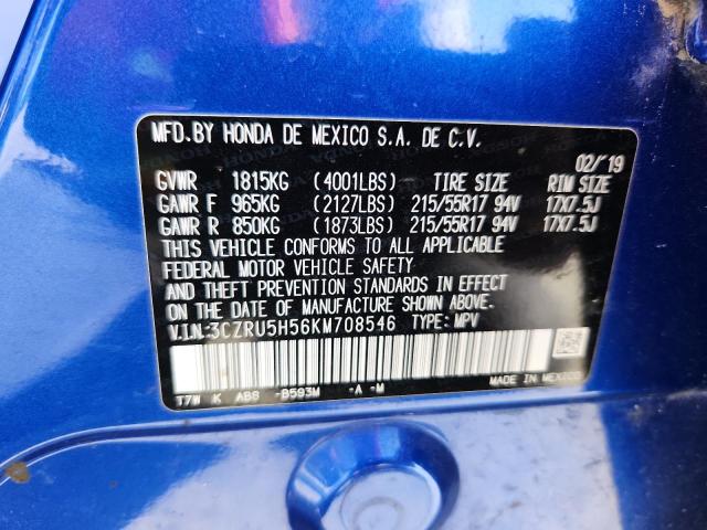 61590585 :رقم المزاد ، 3CZRU5H56KM708546 vin ، 2019 Honda Hr-v مزاد بيع