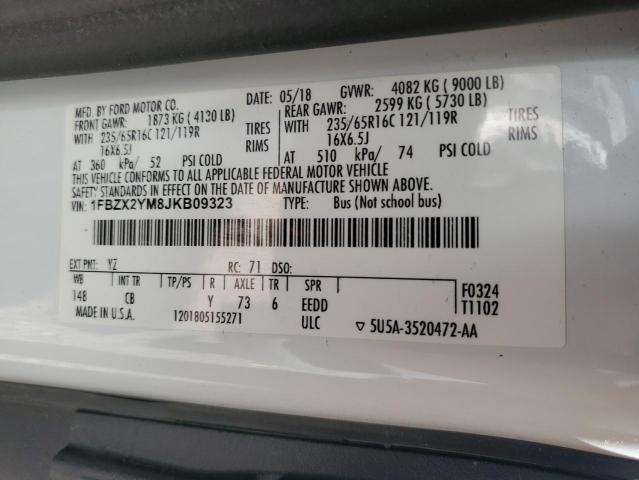 61552315 :رقم المزاد ، 1FBZX2YM8JKB09323 vin ، 2018 Ford Transit مزاد بيع