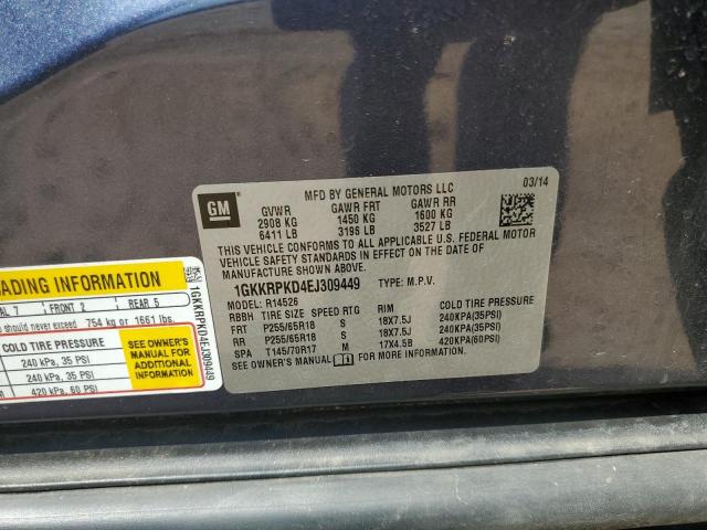 62334245 :رقم المزاد ، 1GKKRPKD4EJ309449 vin ، 2014 Gmc Acadia مزاد بيع
