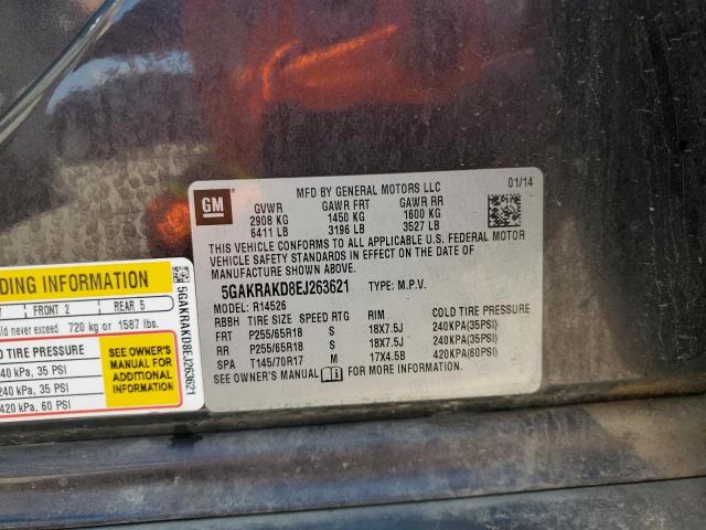 2014 Buick Enclave მანქანა იყიდება აუქციონზე, vin: 5GAKRAKD8EJ263621, აუქციონის ნომერი: 59173605