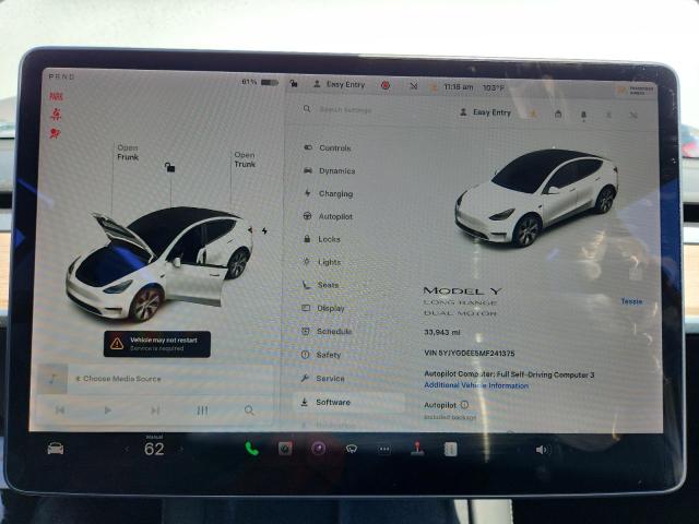 Aukcja sprzedaży 2021 Tesla Model Y, vin: 5YJYGDEE5MF241375, numer aukcji: 61369225