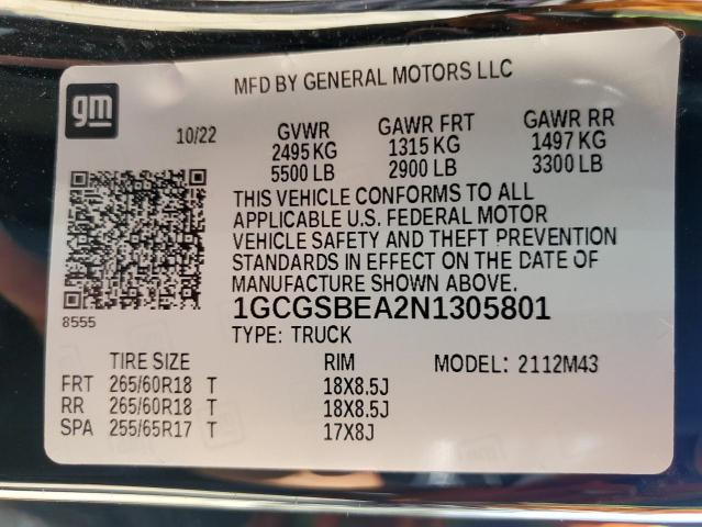 Продаж на аукціоні авто 2022 Chevrolet Colorado, vin: 1GCGSBEA2N1305801, номер лоту: 62308015