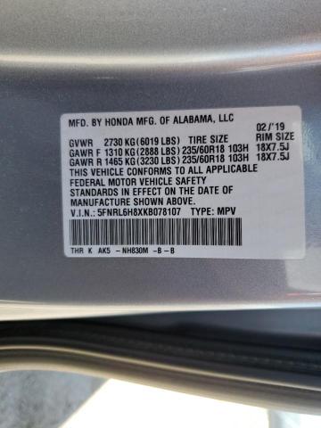 Aukcja sprzedaży 2019 Honda Odyssey To, vin: 5FNRL6H8XKB078107, numer aukcji: 61829355