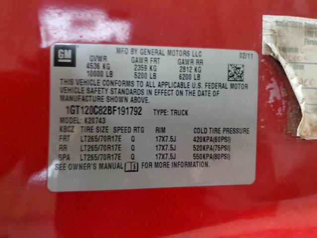 Aukcja sprzedaży 2011 Gmc Sierra K25, vin: 1GT120C82BF191792, numer aukcji: 61693135