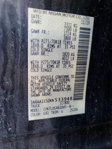 Auction sale of the 2019 Nissan Titan Sv, vin: 1N6AA1E50KN533948, lot number: 62206805