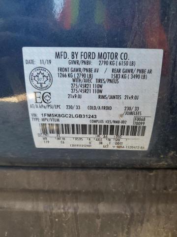 Aukcja sprzedaży 2020 Ford Explorer, vin: 1FM5K8GC2LGB31243, numer aukcji: 59313615