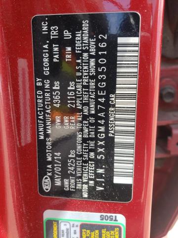 60164635 :رقم المزاد ، 5XXGM4A74EG350162 vin ، 2014 Kia Optima Lx مزاد بيع