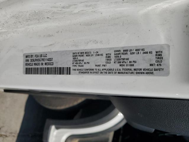63038625 :رقم المزاد ، 3C6LRVDG7RE114337 vin ، 2024 Ram Promaster 2500 مزاد بيع