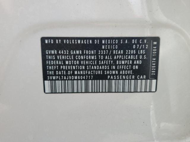 2013 Volkswagen Jetta მანქანა იყიდება აუქციონზე, vin: 3VWPL7AJ9DM604717, აუქციონის ნომერი: 62267685