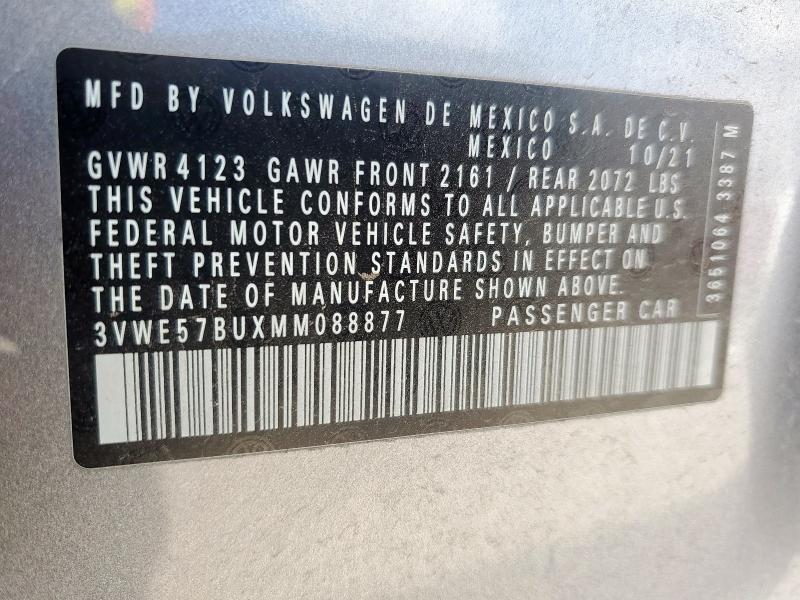 Продаж на аукціоні авто 2021 Volkswagen Jetta Sel, vin: 3VWE57BUXMM088877, номер лоту: 62319195