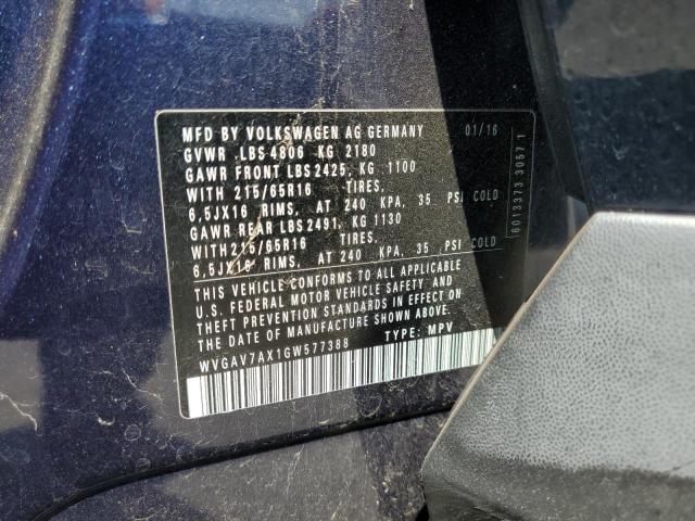 Продажа на аукционе авто 2016 Volkswagen Tiguan S, vin: WVGAV7AX1GW577388, номер лота: 60255805