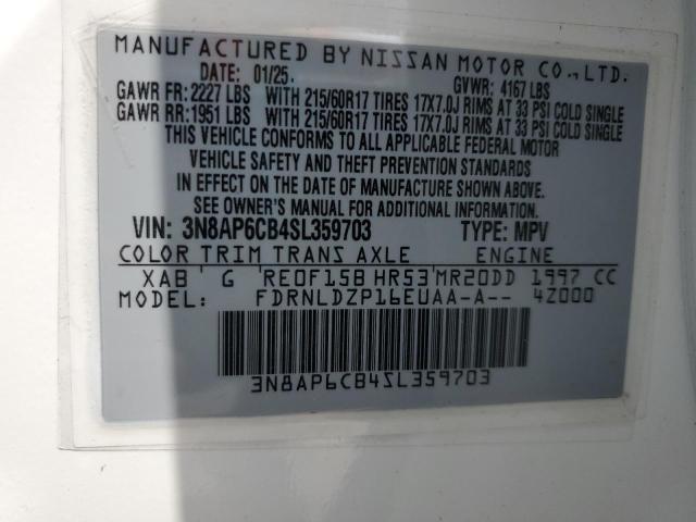 Продажа на аукционе авто 2025 Nissan Kicks, vin: 3N8AP6CB4SL359703, номер лота: 60150785