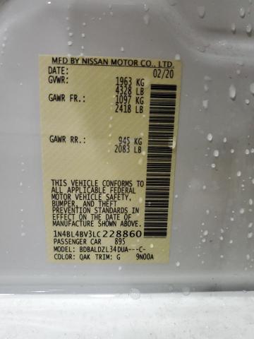 Продажа на аукционе авто 2020 Nissan Altima, vin: 1N4BL4BV3LC228860, номер лота: 61048565