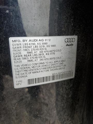 60021705 :رقم المزاد ، WA1LGAFEXCD006669 vin ، 2012 Audi Q7 مزاد بيع