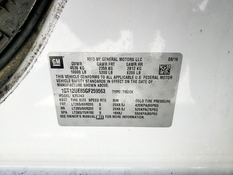 Продаж на аукціоні авто 2016 Gmc Sierra, vin: 1GT12UE85GF259563, номер лоту: 60959445
