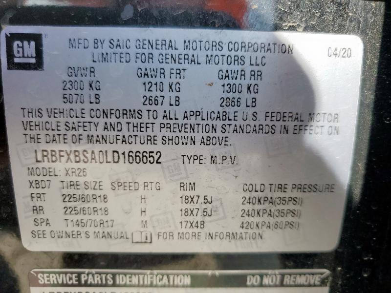 Продаж на аукціоні авто 2020 Buick Envision, vin: LRBFXBSA0LD166652, номер лоту: 61870715