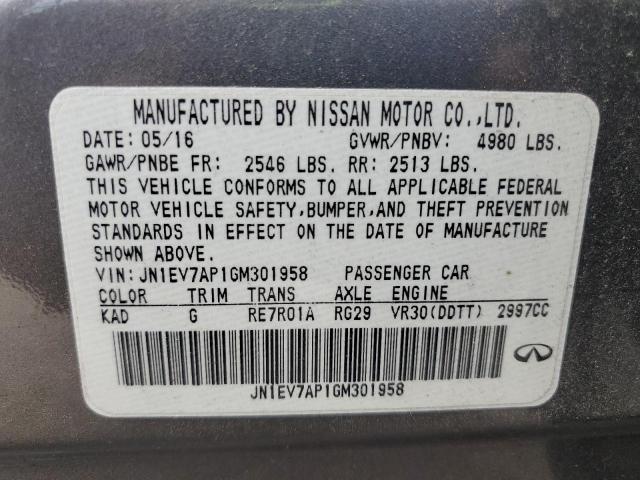 2016 Infiniti Q50 მანქანა იყიდება აუქციონზე, vin: JN1EV7AP1GM301958, აუქციონის ნომერი: 60055785