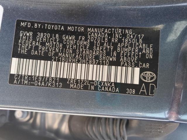 Продаж на аукціоні авто 2017 Toyota Corolla, vin: 2T1BURHE3HC897110, номер лоту: 60240485