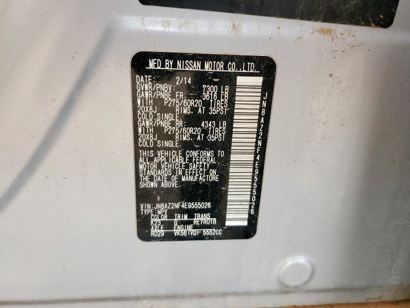 59152795 :رقم المزاد ، JN8AZ2NF4E9555026 vin ، 2014 Infiniti Qx80 مزاد بيع
