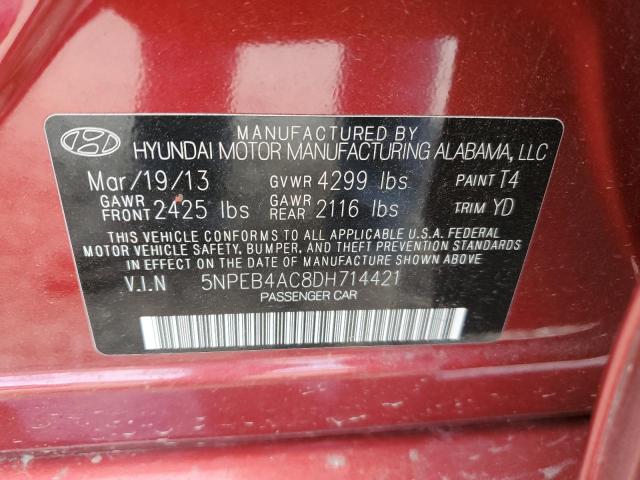 2013 Hyundai Sonata Gls მანქანა იყიდება აუქციონზე, vin: 5NPEB4AC8DH714421, აუქციონის ნომერი: 60160435